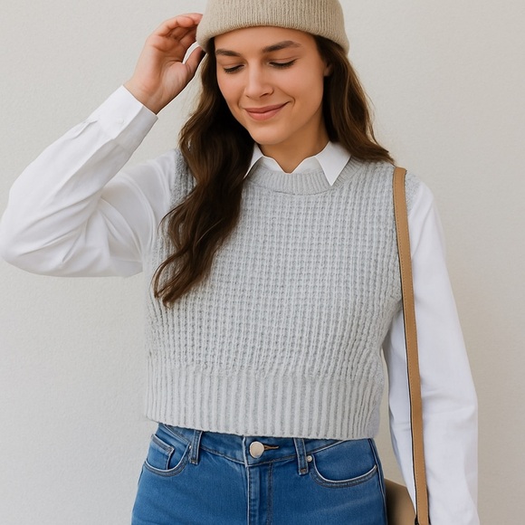 NWT Jessica Simpson Grey Knit Sweater Vest XL - Picture 1 of 8